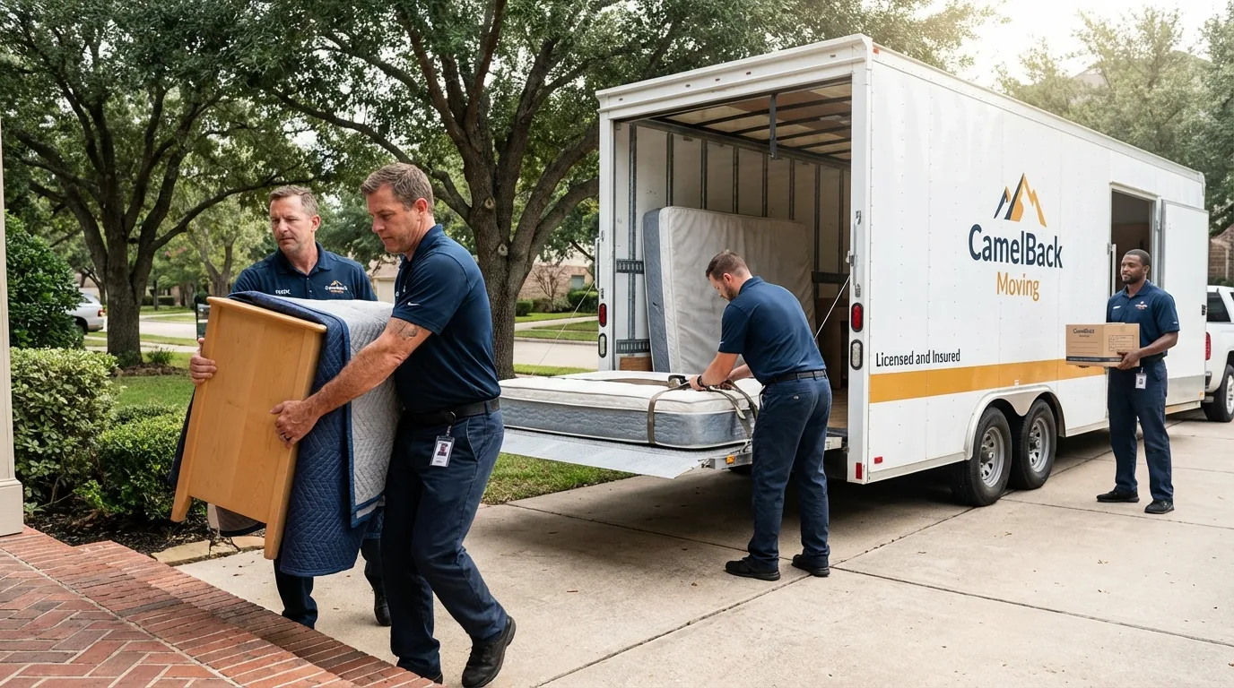 Crew loading residential truck for cross-state move from Landisville, PA
