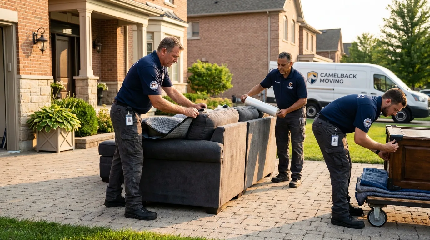 Large estate moving crew wrapping furniture in Landisville, PA