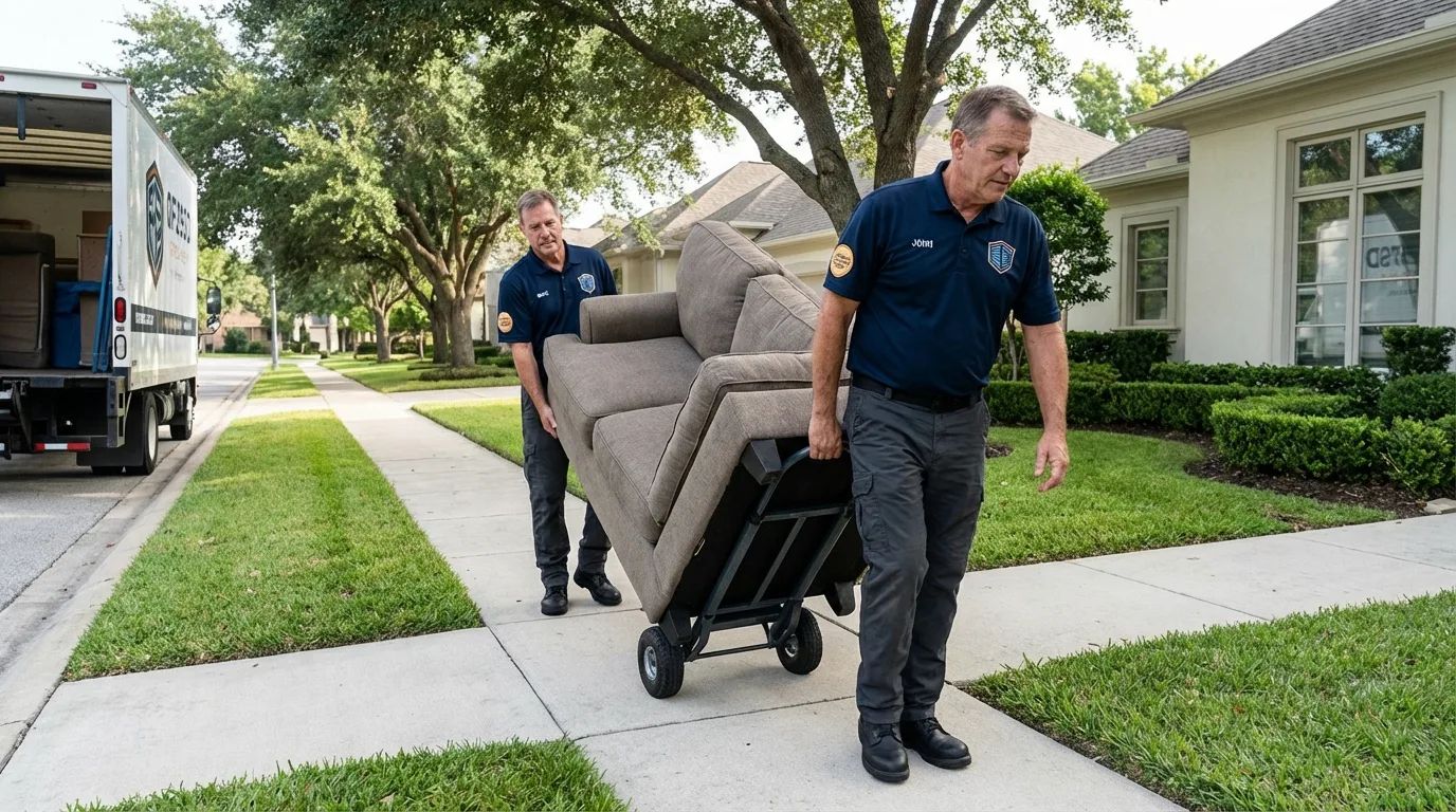 Local residential moving crew loading furniture in Landisville, PA