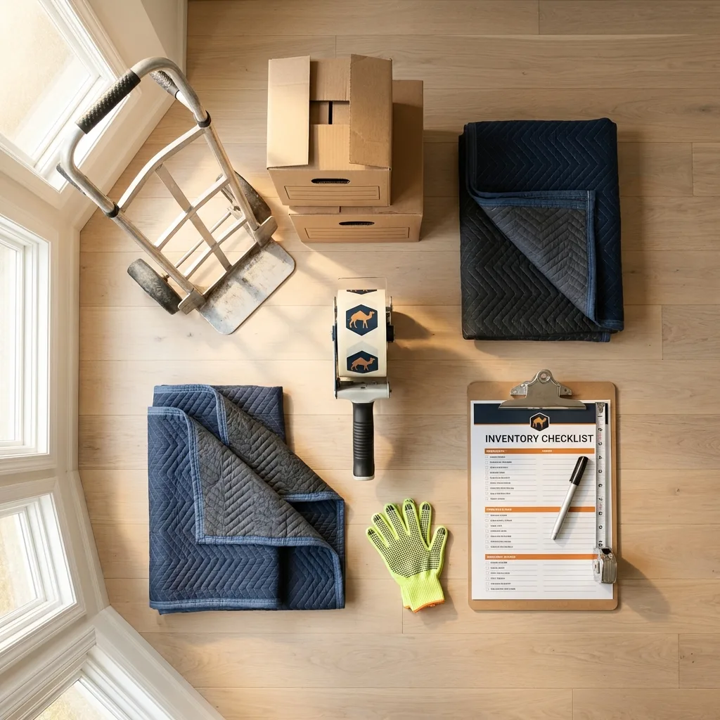 Professional moving supplies and packing materials layout for Landisville residential relocations